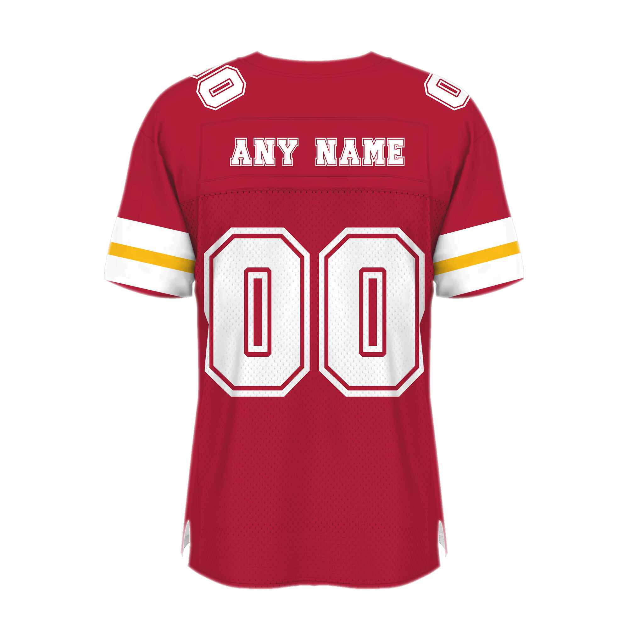Custom Red White-Gold Mesh Authentic Football Jersey