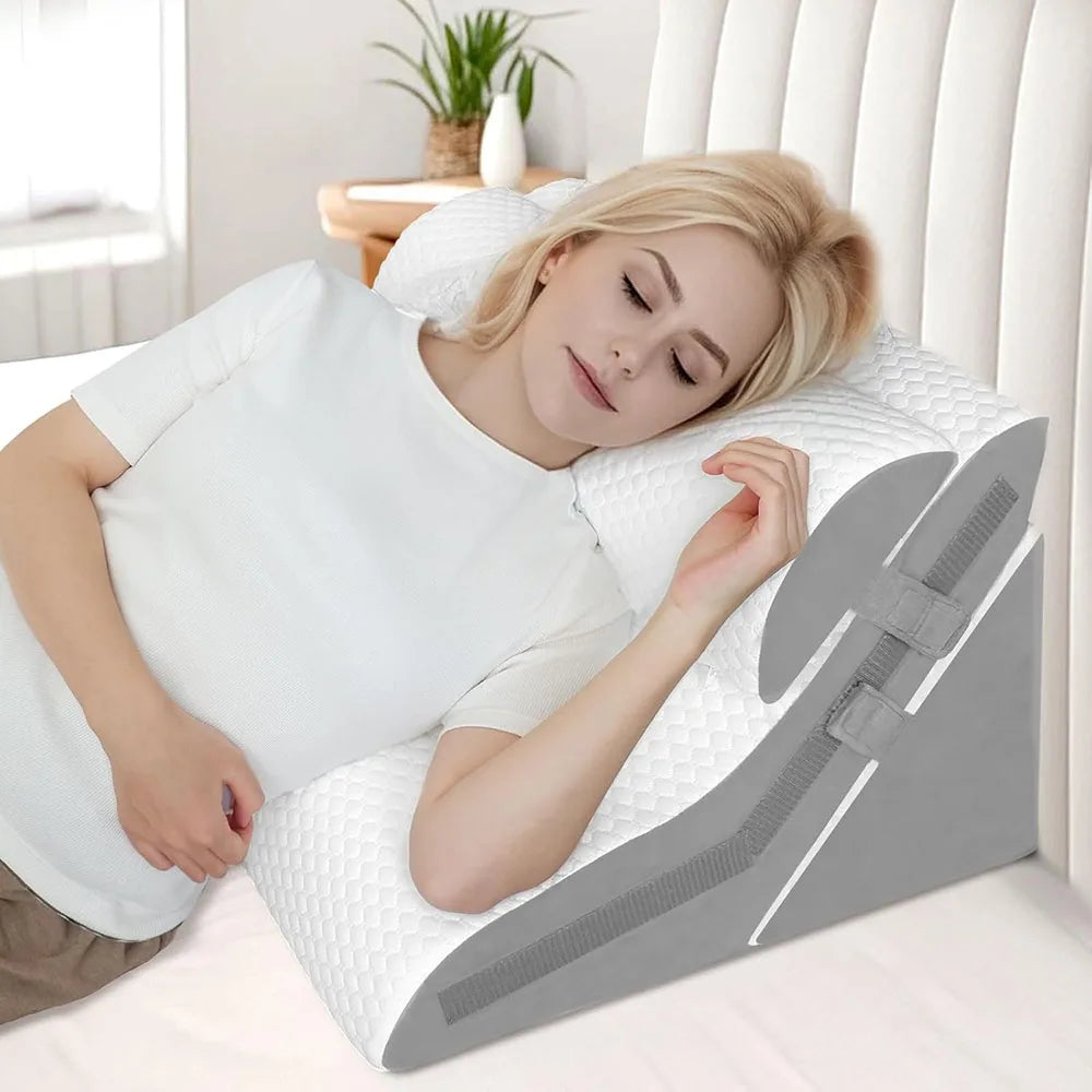 3PCS Adjustable Wedge Pillow Set – Folding Triangle Support Pillows for Sleeping, Reading, and Rest