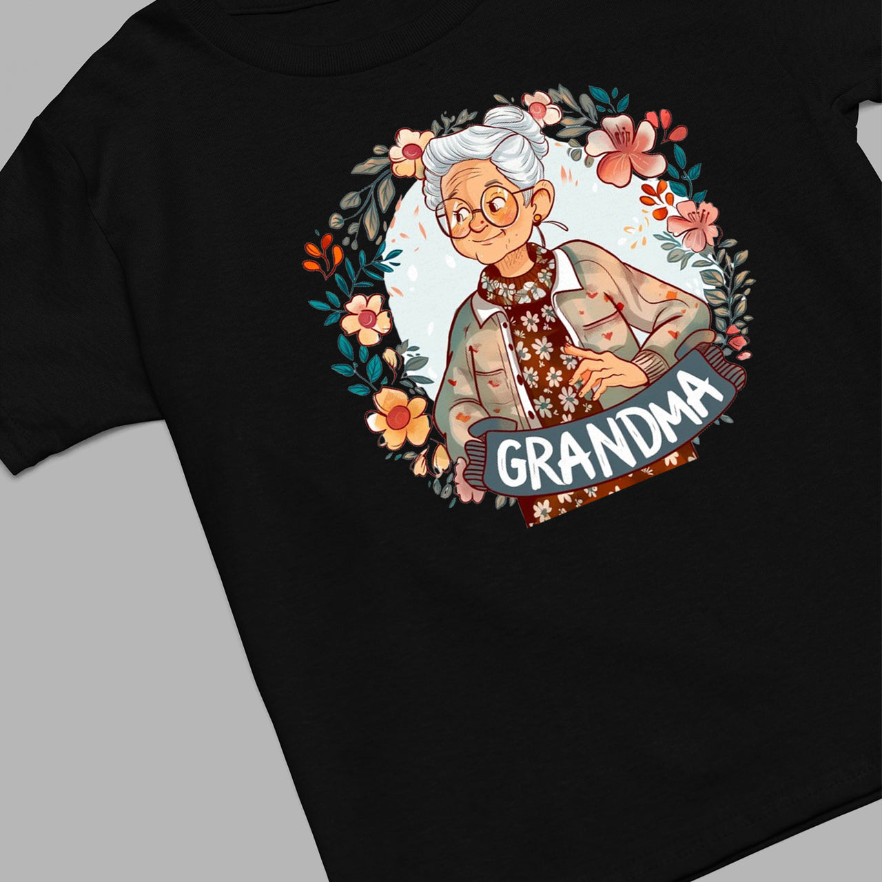 Cute Chibi Grandma T-Shirt, Floral Nana Shirt, Celebrate Mom, Nana Shirt, Grandma Hoodie, Grandma Shirt, Mother's Day Gift For Grandma, Happy Mother's Day 03