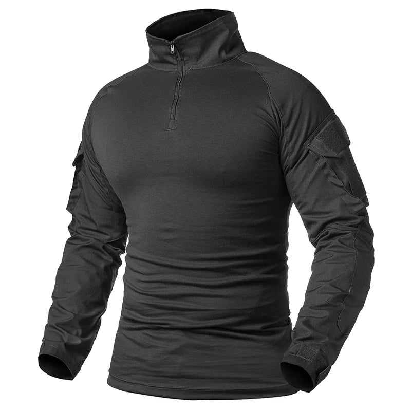 Men’s 1/4 Zip Tactical Shirt – Breathable Long Sleeve Ripstop Outdoor Combat Style Top