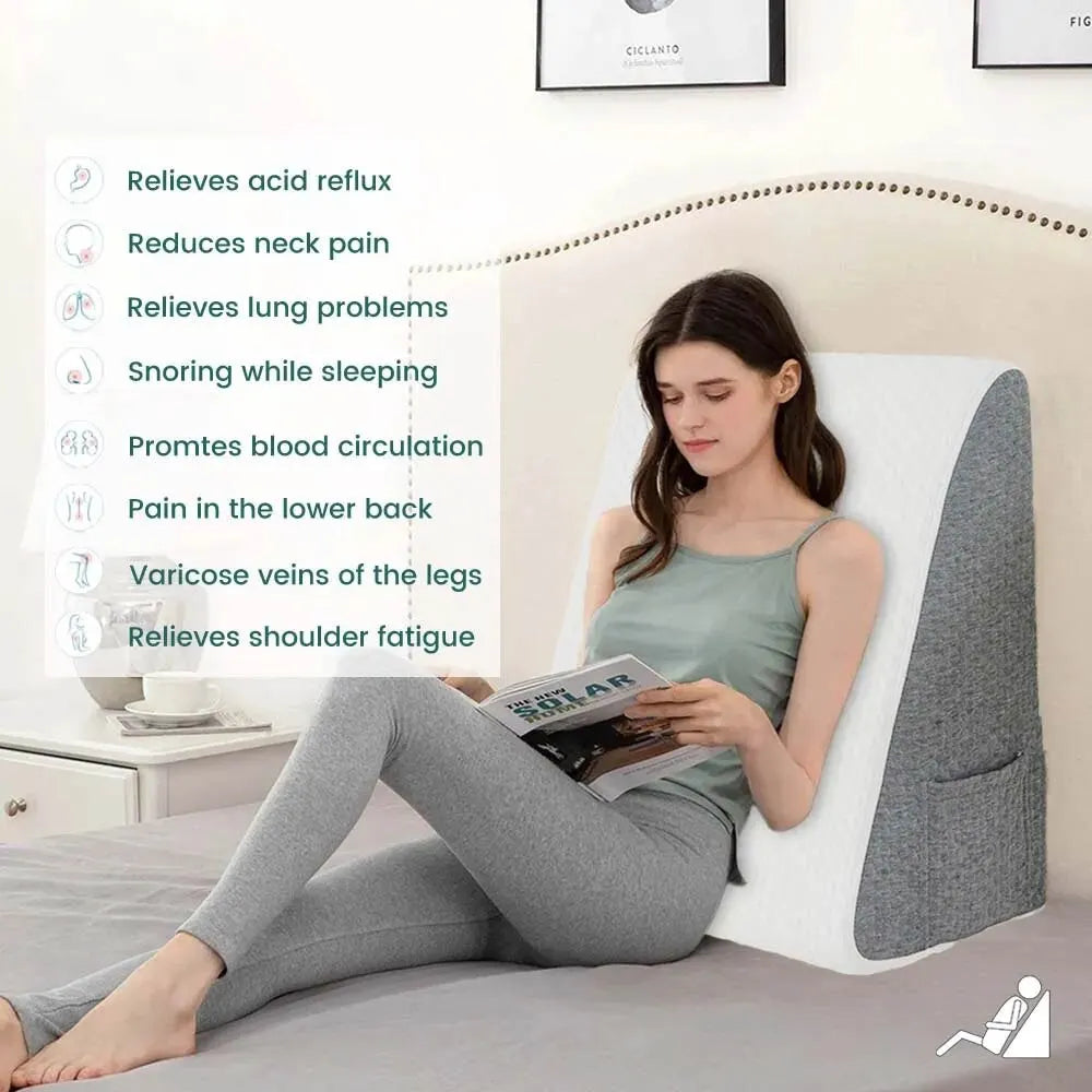 Wedge Pillow for Sleeping – Triangle Elevated Support Pillow with Air Layer Foam for Bed, Dorm, or Office