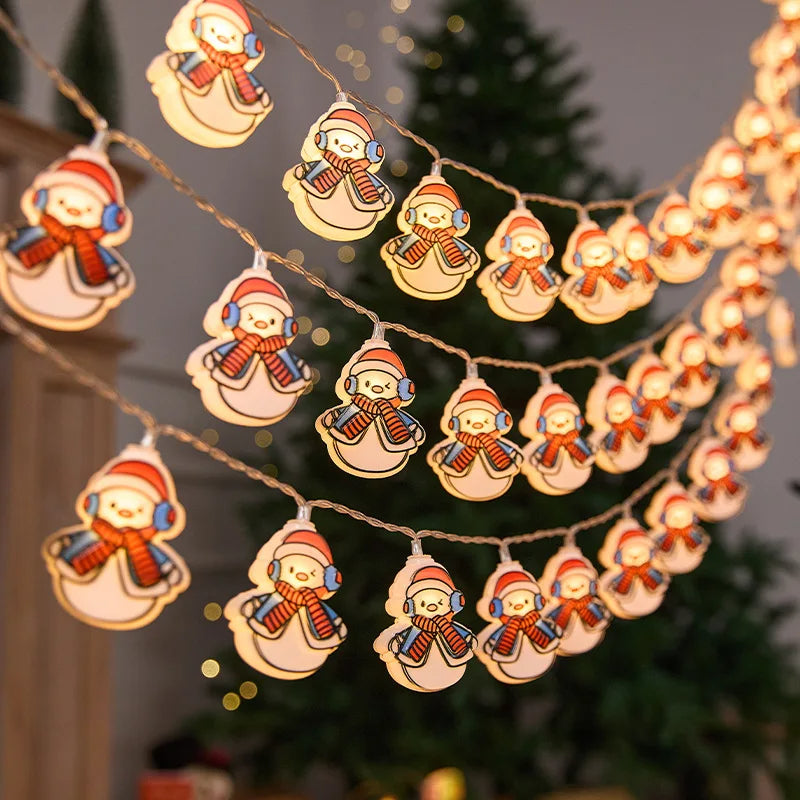 3M 20LED Christmas String Lights | Santa Claus & Snowman Garland | USB/Battery-Operated LED Holiday Decoration for Indoor & Outdoor