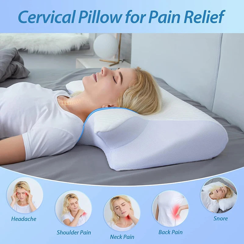 Memory Foam Cervical Pillow – 2-in-1 Ergonomic Contour Neck Support Pillow for Side and Back Sleeping