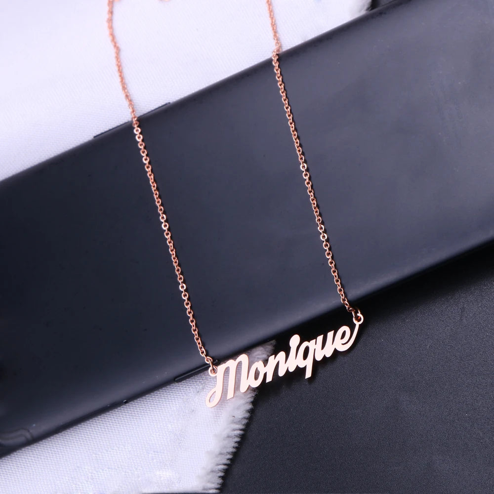 Personalized Stainless Steel Name Necklace - Rose Gold, Gold & Silver Pendant Jewelry, Custom Christmas Gift for Women