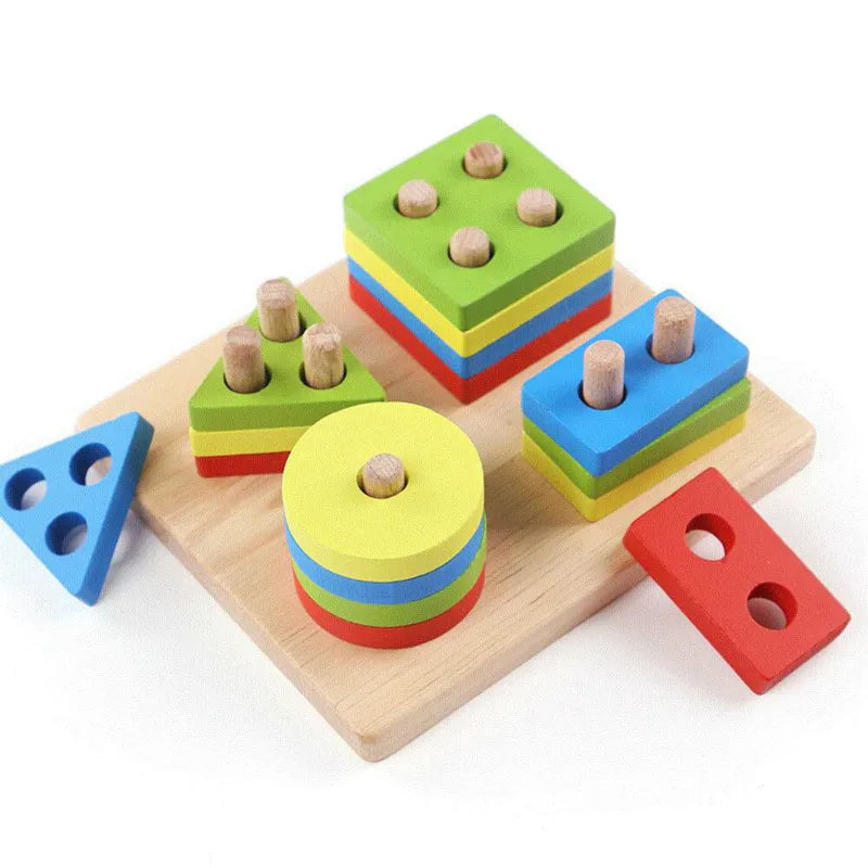 Set 2 Wooden Sorting & Stacking Toy, Handcrafted Shape Sorter Toy, Montessori Toys for 1 2 3 Years Old Toddlers, Fine Motor Skill, Educational Toy C166