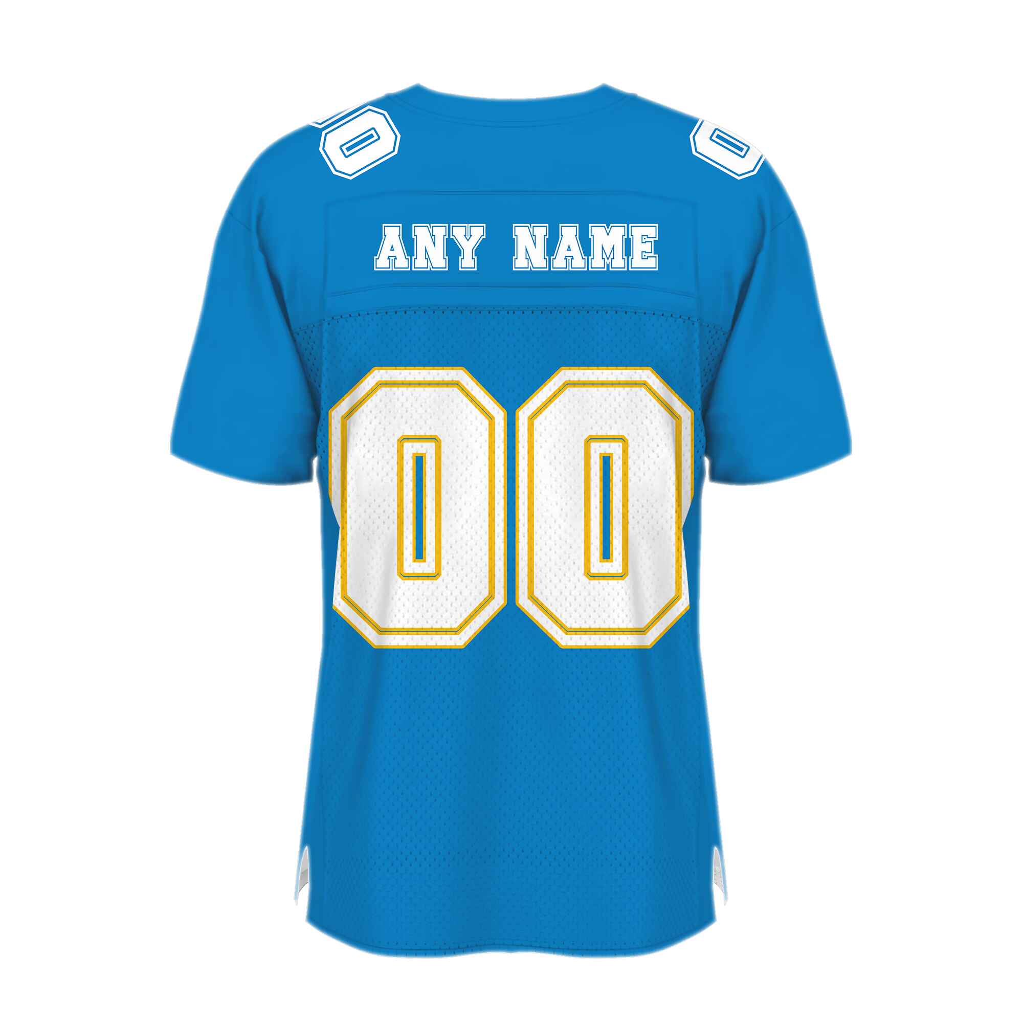 Custom Blue White-Gold Mesh Authentic Football Jersey