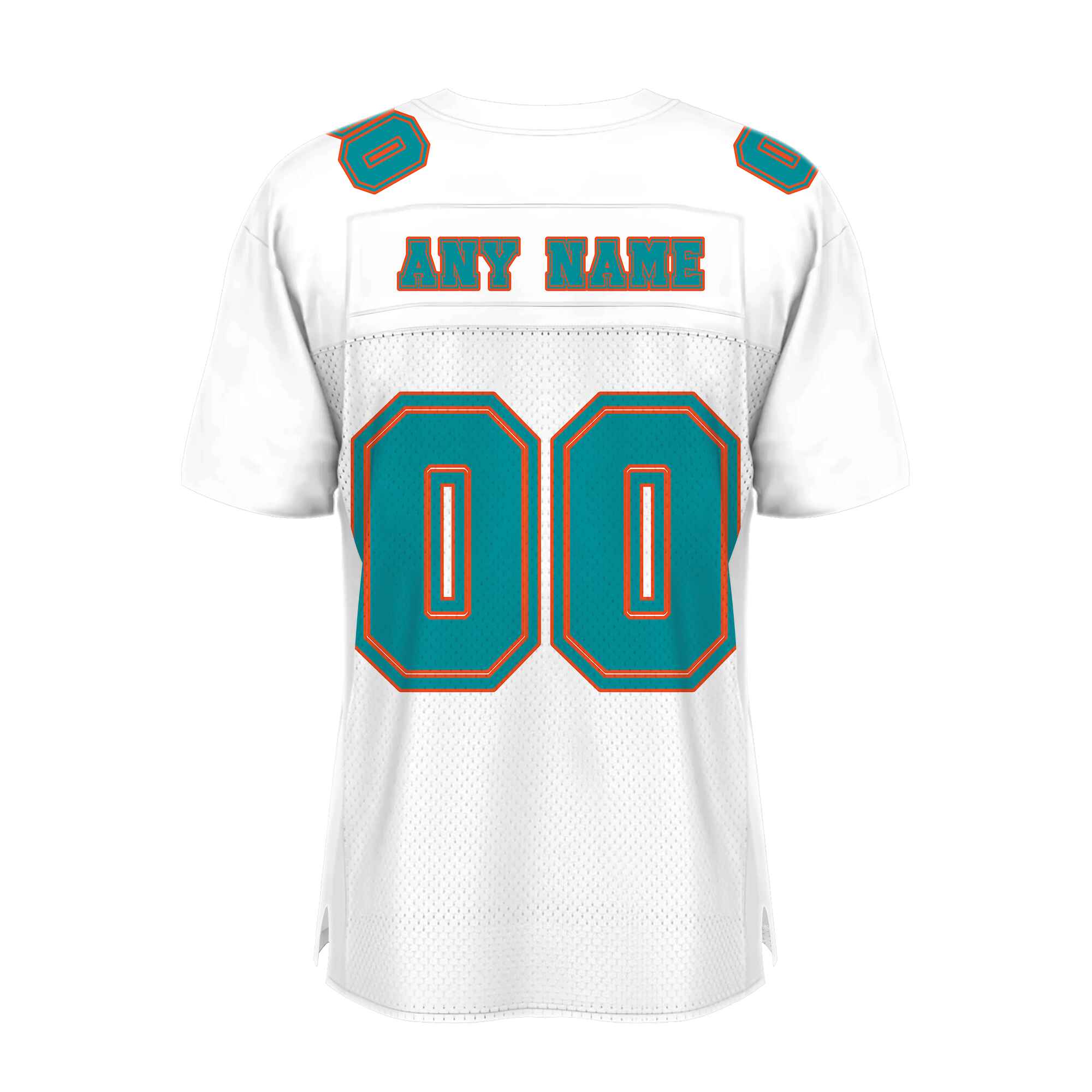 Custom White Aqua-Orange Mesh Authentic Football Jersey