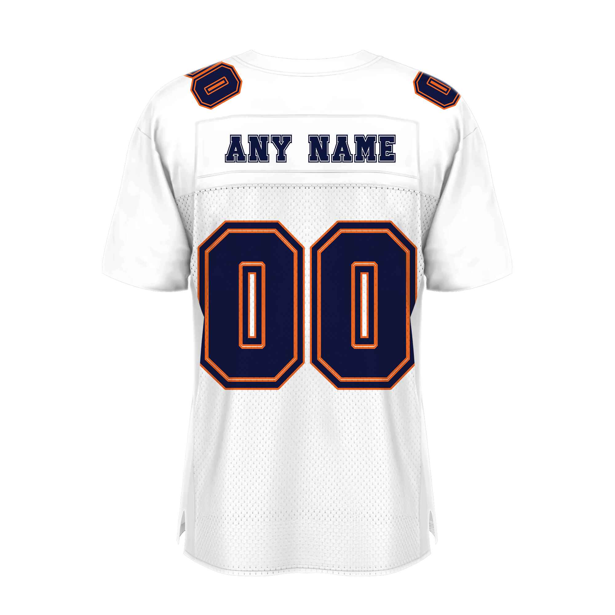 Custom White Navy-Orange Mesh Authentic Football Jersey