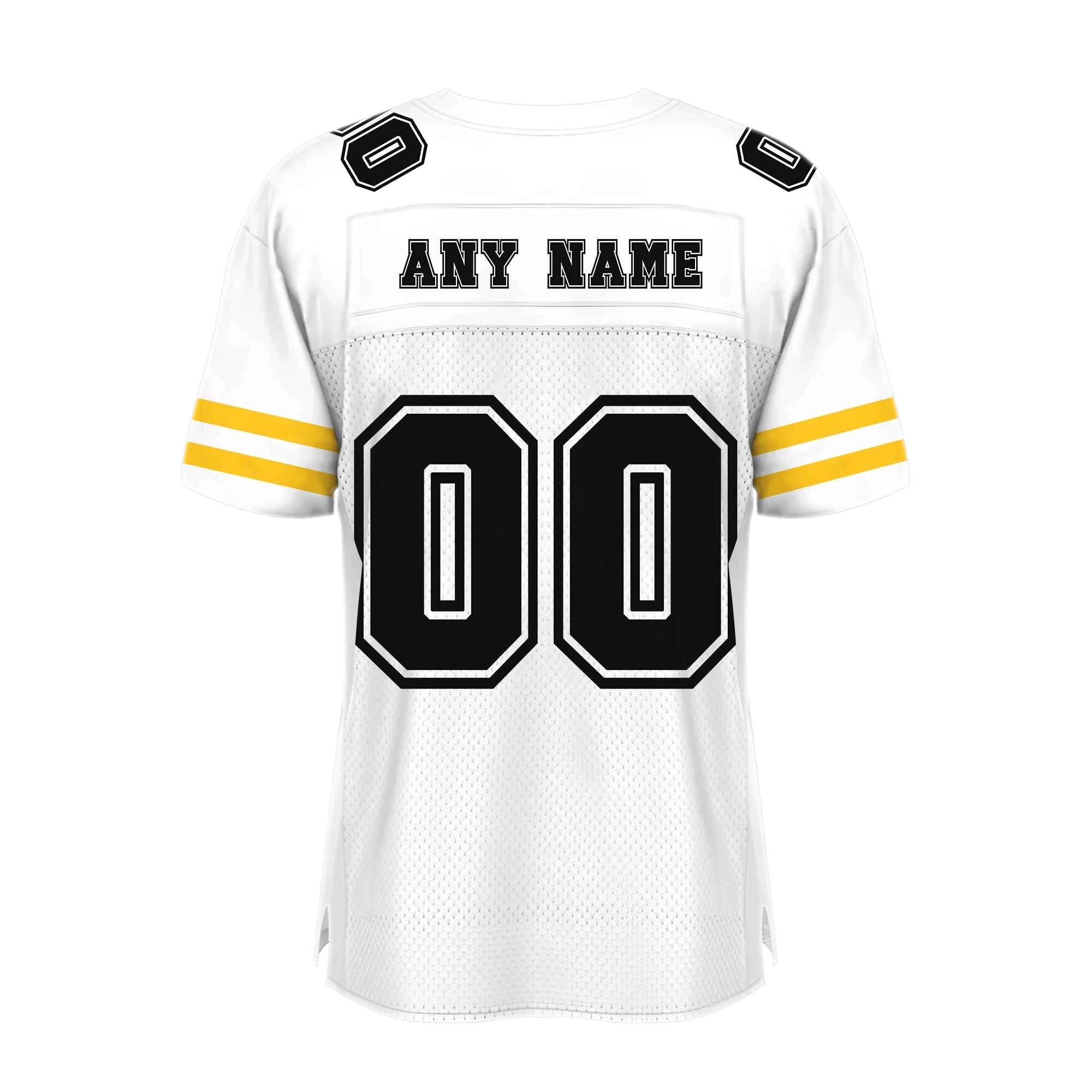 Custom White Black-Gold Mesh Authentic Football Jersey