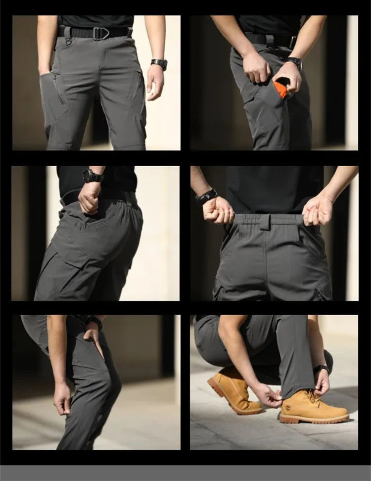 Men’s Stretch Cotton Cargo Pants – Multi-Pocket Outdoor Tactical Hiking Trousers