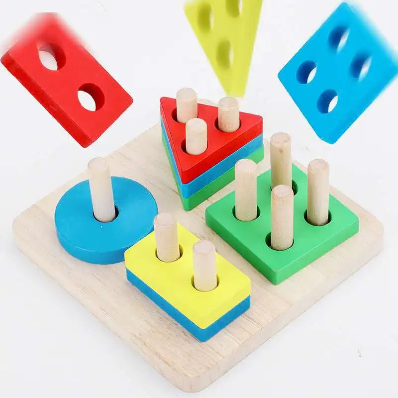 Set 2 Wooden Sorting & Stacking Toy, Handcrafted Shape Sorter Toy, Montessori Toys for 1 2 3 Years Old Toddlers, Fine Motor Skill, Educational Toy C166