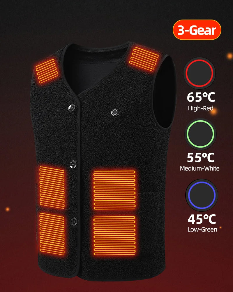 16 Spots Heated Vest USB Jacket Heated Winter Electric Heater Jacket Thermal Vest Body Warmer Coat C3