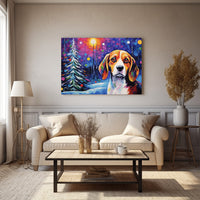 Thumbnail for Beagle Dog Christmas Starry Night Oil Painting Van Goh Style, Wooden Canvas Prints Wall Art Painting , Canvas 3d Art