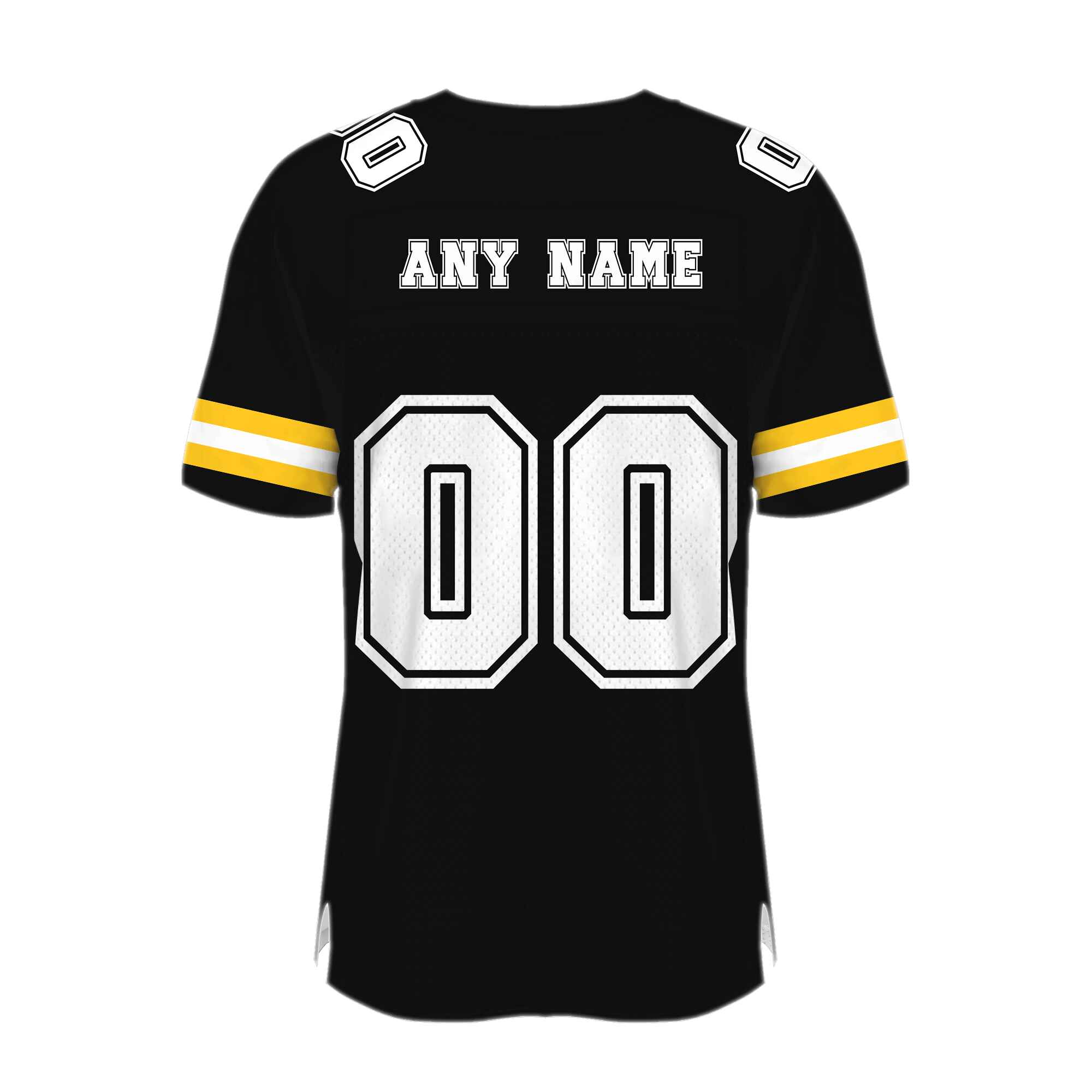 Custom Black White-Gold Mesh Authentic Football Jersey