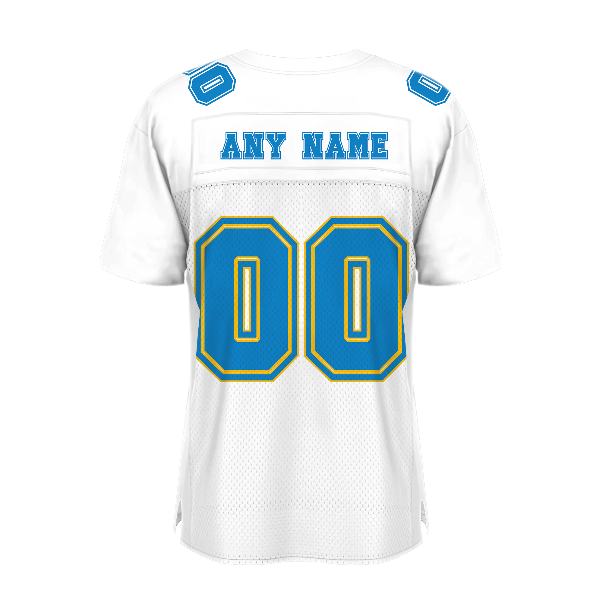 Custom White Blue-Gold Mesh Authentic Football Jersey