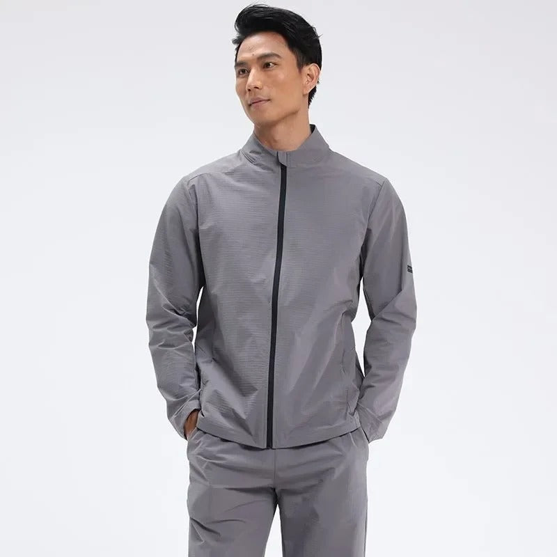 Men's Lightweight Outdoor Sports Jacket – Stand Collar Windproof Running & Hiking Coat
