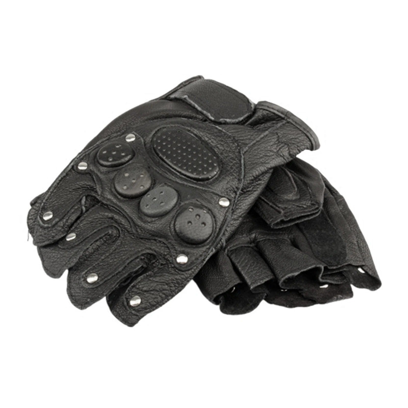 Leather Half Finger Motorcycle Gloves – Breathable Driving & Outdoor Sports Gloves