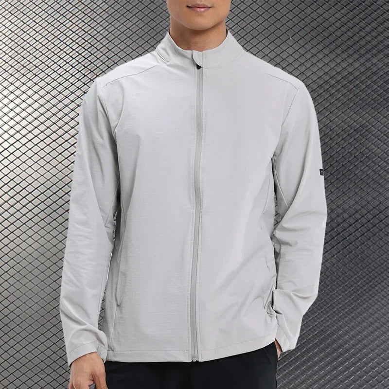 Men's Lightweight Outdoor Sports Jacket – Stand Collar Windproof Running & Hiking Coat