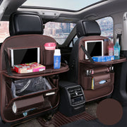 Backseat Organizer With Tablet Holder PU Leather, Custom Fit For Your Cars, Backseat Car Organizer, Car Seat Back Protectors Kick With Foldable Table Tray Car Seat Organizer, Car Accessories AC15987