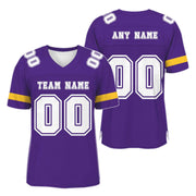 Custom Purple White-Gold Mesh Authentic Football Jersey