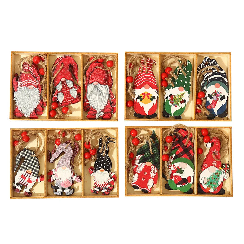 9/12pcs Christmas Gnomes Wooden Pendant – Xmas Tree Hanging Ornaments for Holiday Home Decoration & Gifts 2025