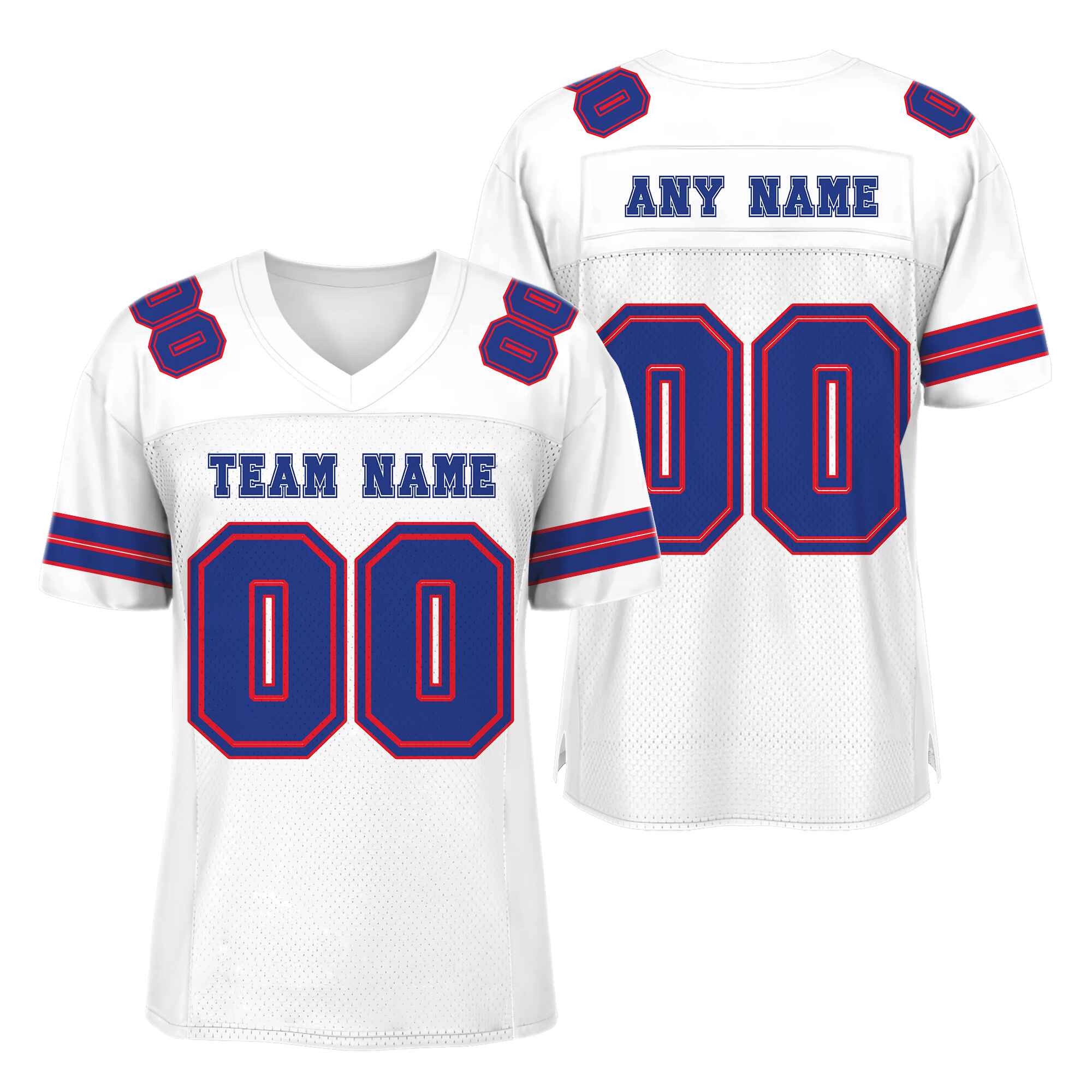 Custom White Royal-Red Mesh Authentic Football Jersey