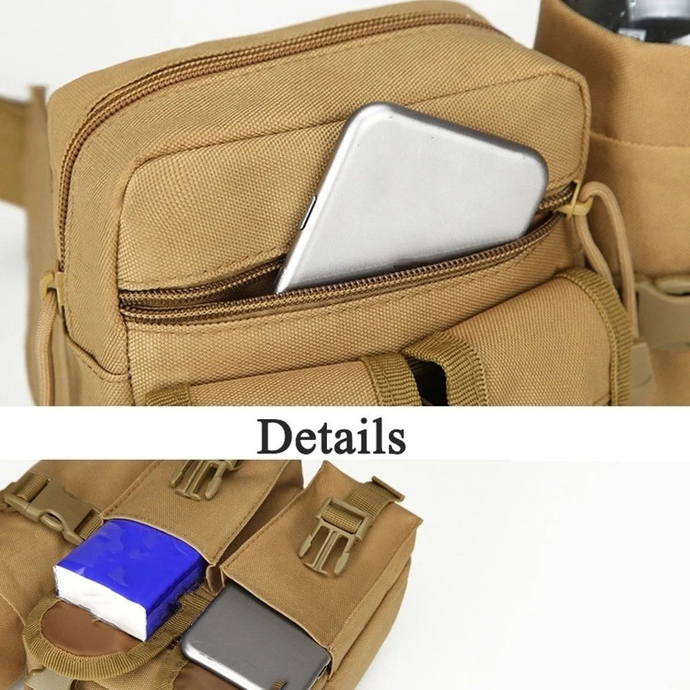 Tactical Men Waist Pack Nylon Hiking Water Bottle Phone Pouch Outdoor Sports Hunting Climbing Camping Belt Bag