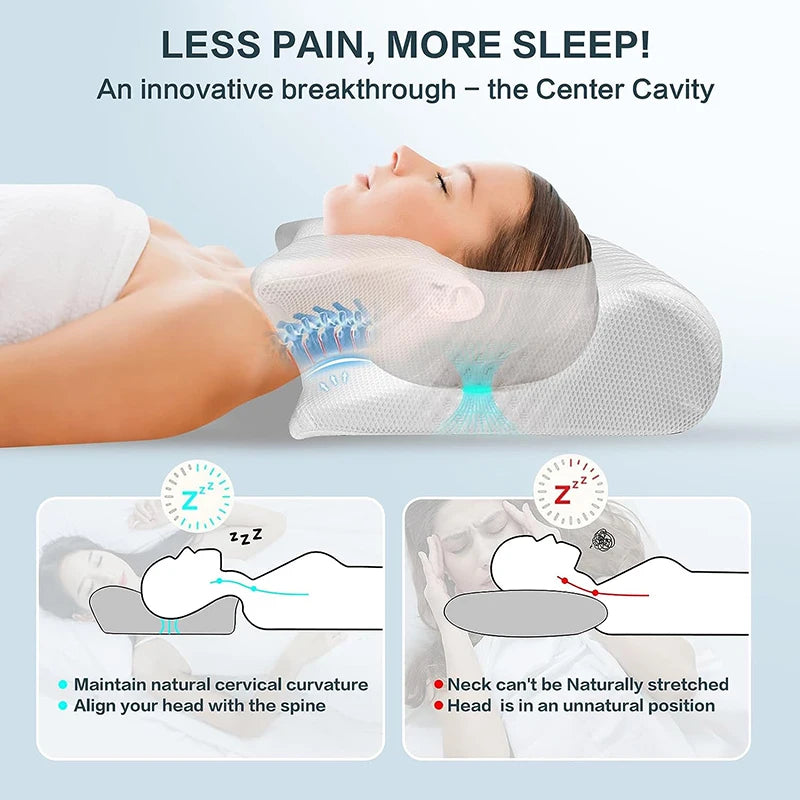 Memory Foam Cervical Pillow – 2-in-1 Ergonomic Contour Neck Support Pillow for Side and Back Sleeping