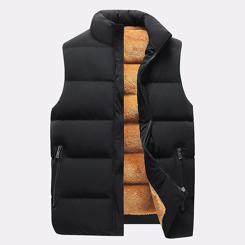 Men's Puffer Vest Warm Sleeveless Winter Jackets Waterproof Zipper Coats With Stand-Up Collar Casual Lightweight Outerwear For Cold Weather C2