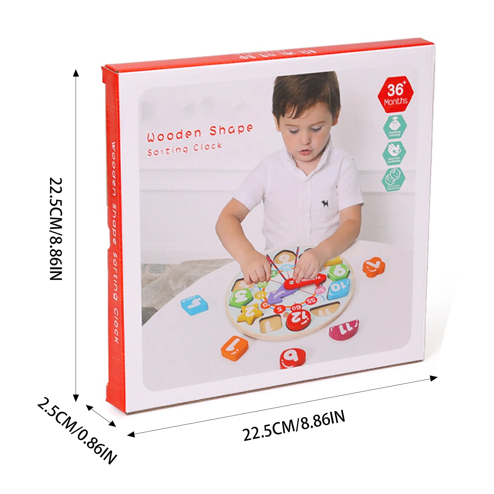 Wooden Clock Shape Sorting Toy Educational Montessori Color Toy Time Telling Numbers Learning Game for Toddlers, Toddler gift, Kids Christmas gift C121