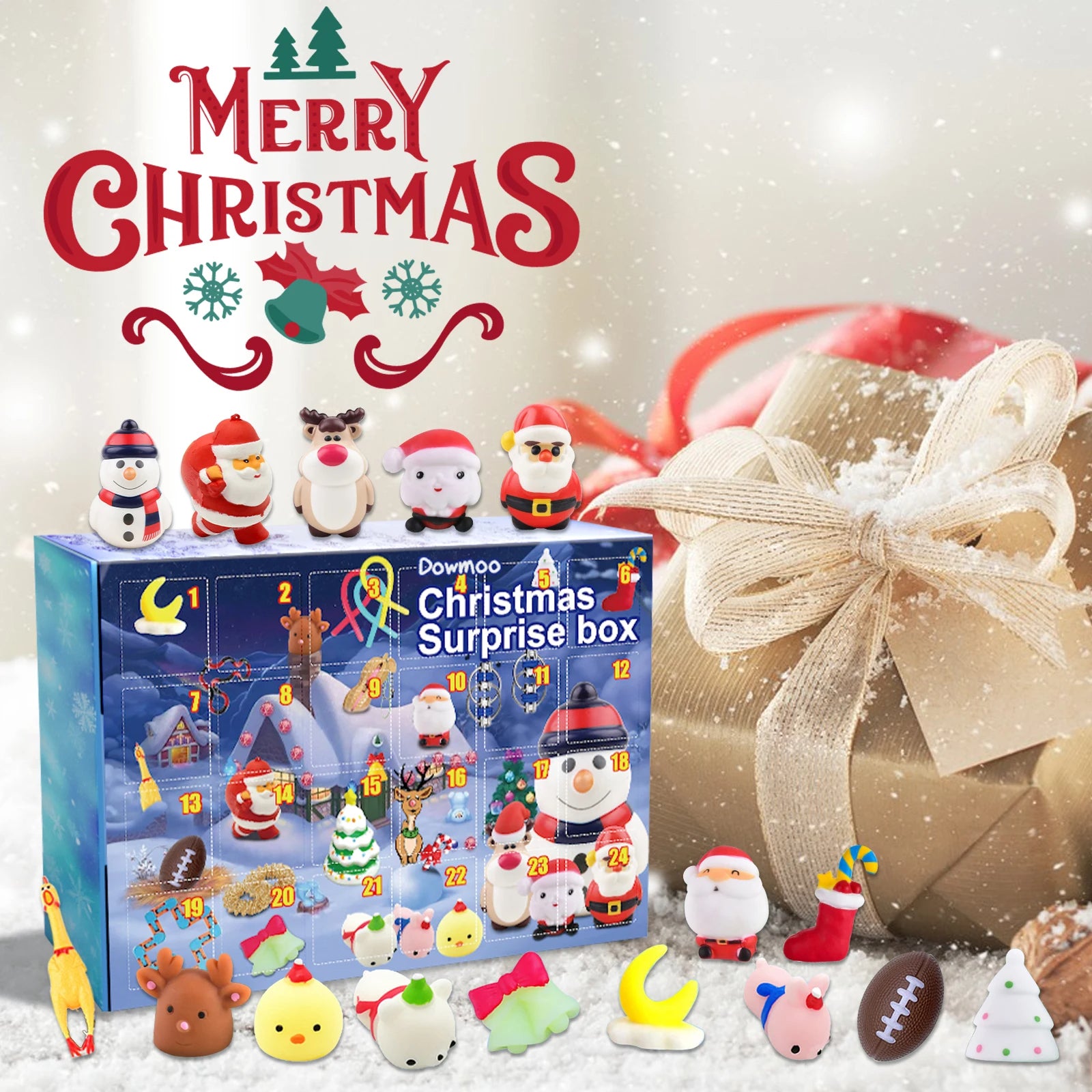 Christmas Surprise Blind Box, Mysterious Box, Holiday Advent Calendar with 24 Unique Surprise Mini Cute Animals – Fun Christmas Countdown Gift for Kids, Teen, Family, Kids Christmas Gift C50