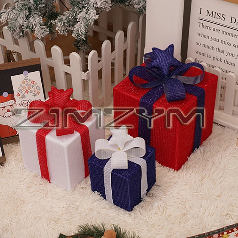 Christmas Glowing Gift Box – LED Ornament Lights for Outdoor & Indoor Holiday Decor