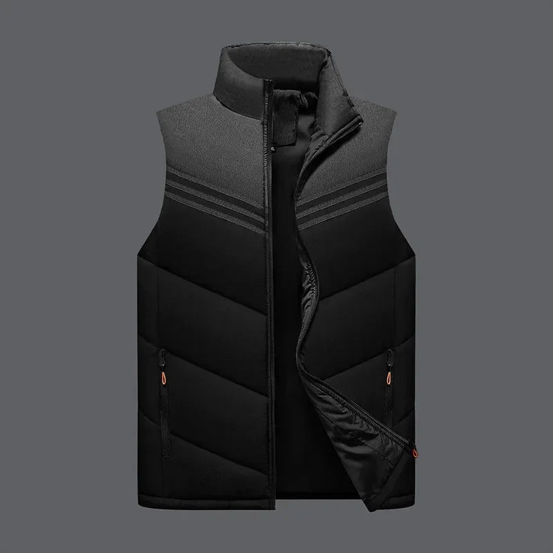 Stand Collar Men’s Vest – Fashionable Contrast Colors Casual Outerwear for Autumn Winter 2024 C24