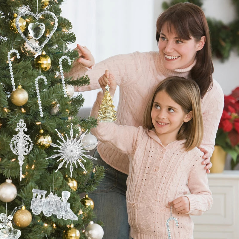 Xmas Tree Transparent Snowflake Hanging Ornaments – Acrylic Pendant Christmas Decoration for Home 2025 Navidad Gifts New Year 2026