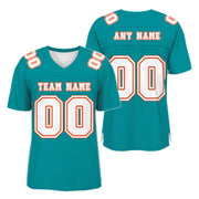 Custom Aqua White-Orange Mesh Authentic Football Jersey