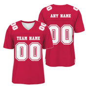 Custom Red White Mesh Authentic Football Jersey