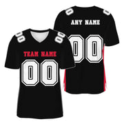 Custom Black White-Red Mesh Authentic Football Jersey