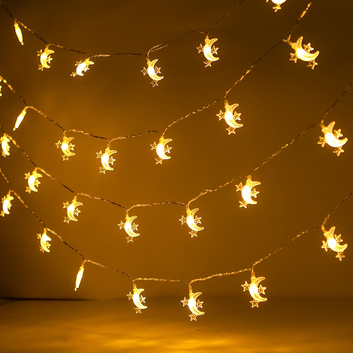 Moon Star Eid Mubarak String Light 2025 – Ramadan & Eid Home Decoration, Muslim Party Lights