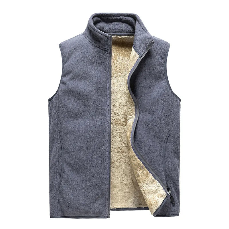 2024 Men’s Plus Size Fleece Vest – Warm Sleeveless Jackets, Autumn Winter Waist Coat  C31