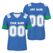 Custom Blue White-Green Mesh Authentic Football Jersey