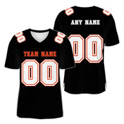 Custom Black White-Orange Mesh Authentic Football Jersey