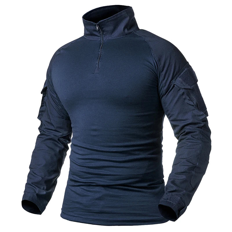 Men’s 1/4 Zip Tactical Shirt – Breathable Long Sleeve Ripstop Outdoor Combat Style Top