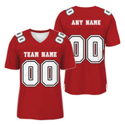 Custom Red White-Black Mesh Authentic Football Jersey