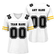 Custom White Black-Gold Mesh Authentic Football Jersey