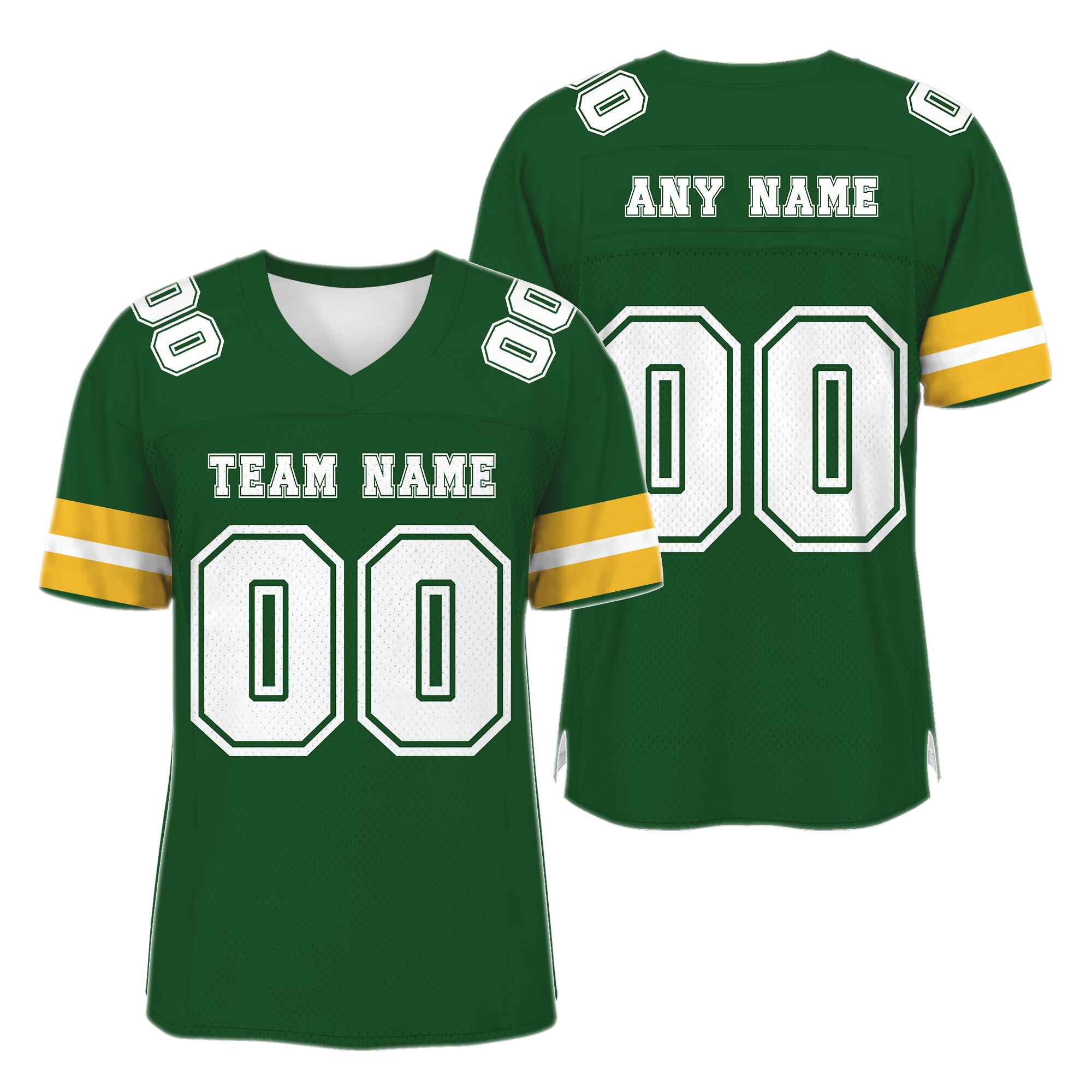 Custom Grass Green Gold-White Mesh Authentic Football Jersey