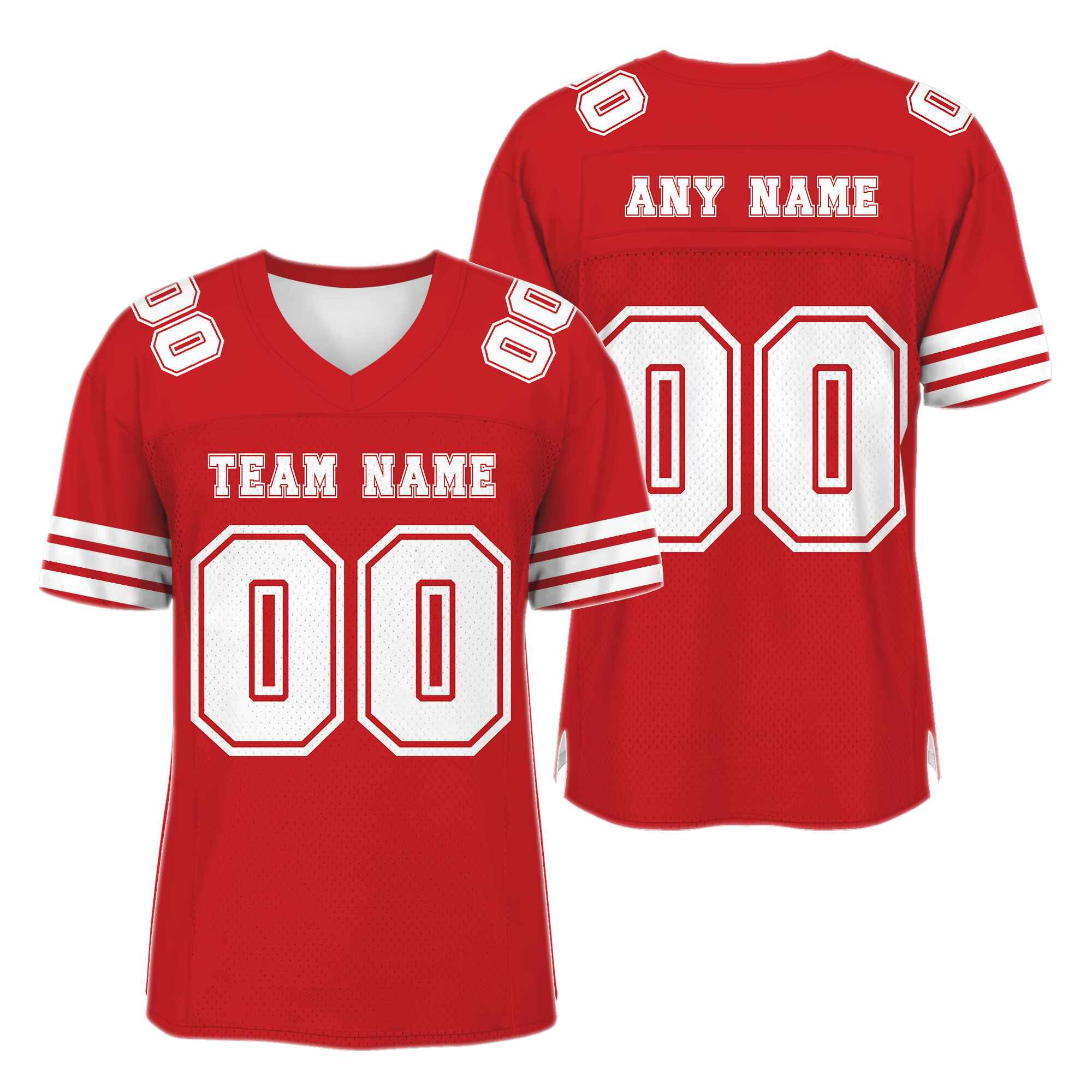 Custom Red White Mesh Authentic Football Jersey