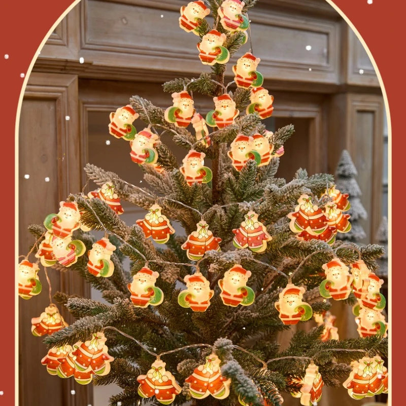 3M 20LED Christmas String Lights | Santa Claus & Snowman Garland | USB/Battery-Operated LED Holiday Decoration for Indoor & Outdoor