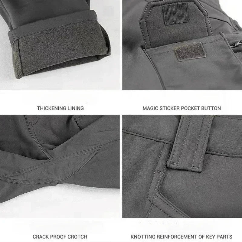 Men’s Soft Shell Outdoor Pants – Warm Multi-Pocket Wear-Resistant Winter Tactical Trousers