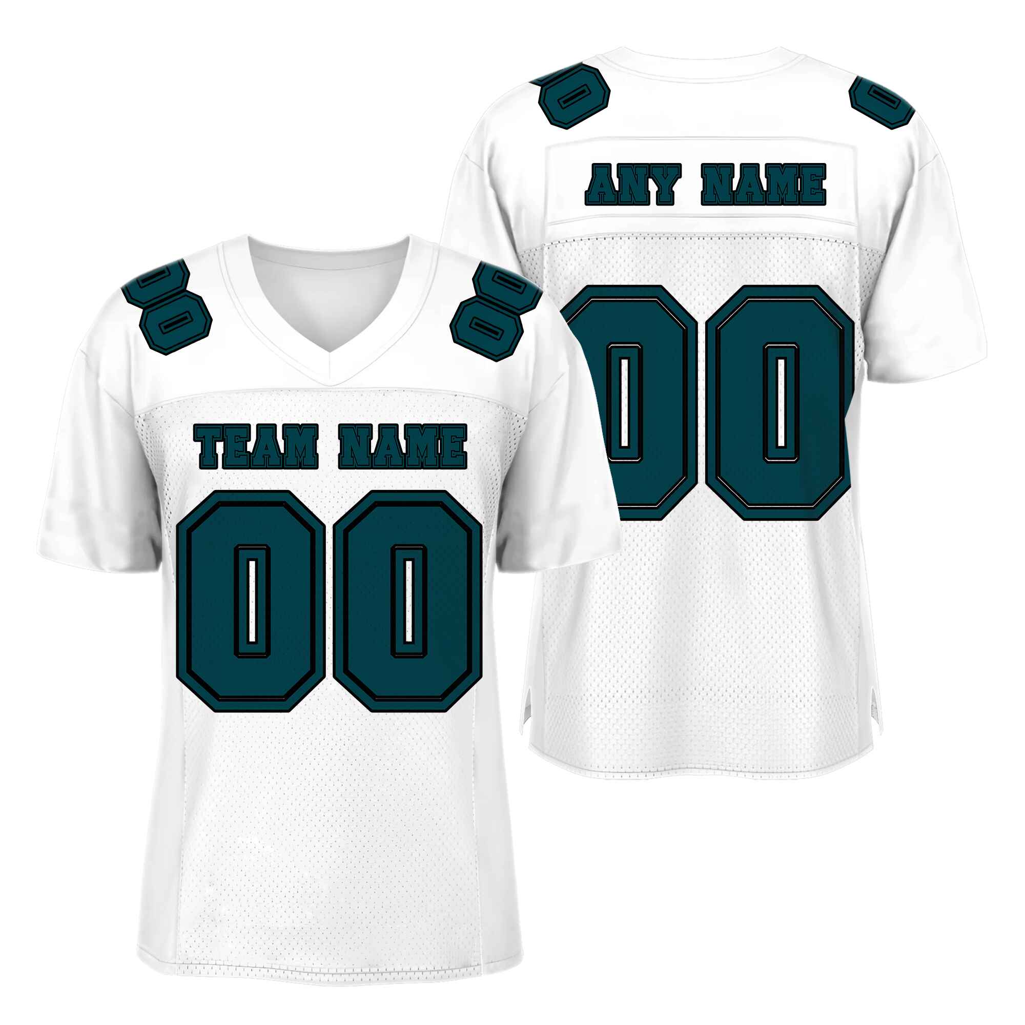 Custom White Green-Black Mesh Authentic Football Jersey