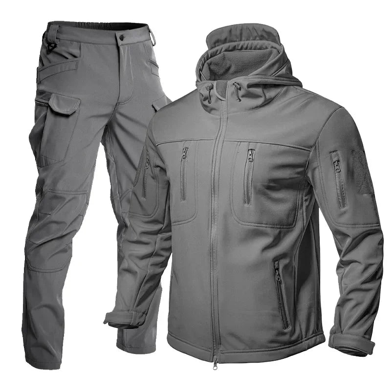 Men’s Soft Shell Tactical Jacket – Waterproof Fleece Lined Outdoor Winter Warm Coat Set